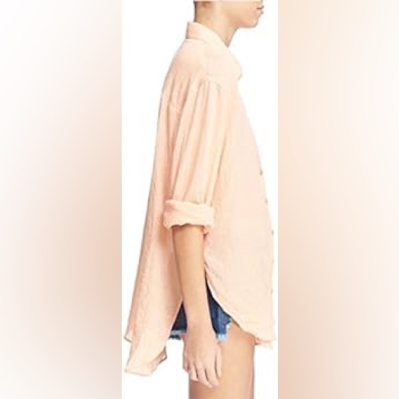 Free People Women’s Sheer High Low Button Down - Picture 2 of 12